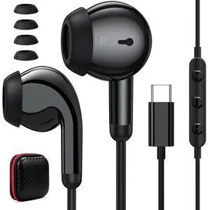 USB C Headphones with Case for Apple iPhone 17/Android Phones | Tangle Free Corded USBC Plug in Ear Buds Type C Earphones for iPhone 17e 16 16e 15 for Samsung/Galaxy S26 S25/Pixel 11 10 9 8 USB C Headphones with Case for Apple iPhone 17/Android Phones | Tangle Free Corded USBC Plug in Ear Buds Type C Earphones for iPhone 17e 16 16e 15 for Samsung/Galaxy S26 S25/Pixel 11 10 9 8