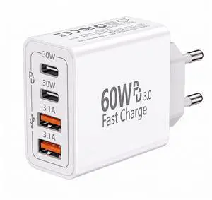 European Travel Plug Adapter USB C, 60W 4-Port USA to Europe Fast Charging | 2 PD & 2 QC Multiport Europe Wall Charger Block Intl Travel Essentials Adapter for iPhone 17 16 15 14 Pro Max European Travel Plug Adapter USB C, 60W 4-Port USA to Europe Fast Charging | 2 PD & 2 QC Multiport Europe Wall Charger Block Intl Travel Essentials Adapter for iPhone 17 16 15 14 Pro Max