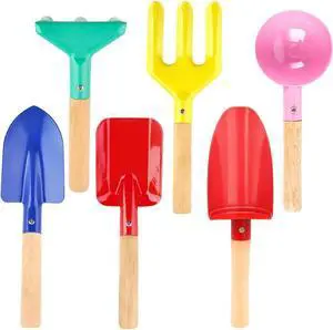 UMUACCAN Beach Toys for Kids, 6Pcs 8'' Kids Gardening Tools Sand Toys Set, Metal Garden Tools with Sturdy Wooden Handle, Cylinder, Spoon, Fork, Rake, Flat & Pointed Shovel, Gifts for Children UMUACCAN Beach Toys for Kids, 6Pcs 8'' Kids Gardening Tools Sand Toys Set, Metal Garden Tools with Sturdy Wooden Handle, Cylinder, Spoon, Fork, Rake, Flat & Pointed Shovel, Gifts for Children