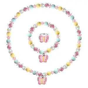 Msnailfly Butterfly Stretch Necklace Little Girl Toddler Necklace Bracelet Set, Little Princess Jewelry Kids Play Necklaces Butterfly Rings for Kids Msnailfly Butterfly Stretch Necklace Little Girl Toddler Necklace Bracelet Set, Little Princess Jewelry Kids Play Necklaces Butterfly Rings for Kids
