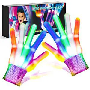 Leafunee Cool Toys LED Gloves,Boy Age 8-10 Years Old with 6 Flash Mode, Stocking Stuffers for Halloween Christmas Birthday Parties, Fun Gift 3 4 5 7 8 9 10 11 12 Year Girls Boys(1 Pair), White Leafunee Cool Toys LED Gloves,Boy Age 8-10 Years Old with 6 Flash Mode, Stocking Stuffers for Halloween Christmas Birthday Parties, Fun Gift 3 4 5 7 8 9 10 11 12 Year Girls Boys(1 Pair), White