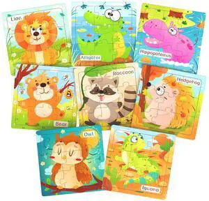 Zeoddler Wooden Puzzles for Toddlers, 8 Pack Animal Jigsaw Puzzles for Kids3-5, 9 Pieces Preschool Learning Activities, Learning & Educational Toys, Gift for Boys, Girls Zeoddler Wooden Puzzles for Toddlers, 8 Pack Animal Jigsaw Puzzles for Kids3-5, 9 Pieces Preschool Learning Activities, Learning & Educational Toys, Gift for Boys, Girls