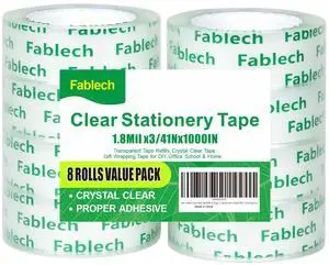 Fablech Crystal Clear Tape Refills for Dispenser, 3/4 Inch x 1000 Inch, 1 Inch Core, 8 Rolls Pack, Multi-Purpose Transparent Stationery Tape for Home, School, Office, Craft & Daily Use Fablech Crystal Clear Tape Refills for Dispenser, 3/4 Inch x 1000 Inch, 1 Inch Core, 8 Rolls Pack, Multi-Purpose Transparent Stationery Tape for Home, School, Office, Craft & Daily Use