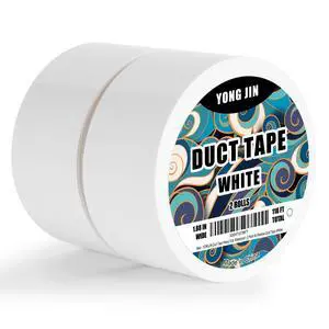 YONGJIN White Duct Tape Waterproof, 2 Pack, 2 Inch x 40 Yards Total | Easy tear by hand, no residue cloth tape. Waterproof, multi-purpose for indoor, outdoor, repairs, DIY, packaging, and crafts YONGJIN White Duct Tape Waterproof, 2 Pack, 2 Inch x 40 Yards Total | Easy tear by hand, no residue cloth tape. Waterproof, multi-purpose for indoor, outdoor, repairs, DIY, packaging, and crafts