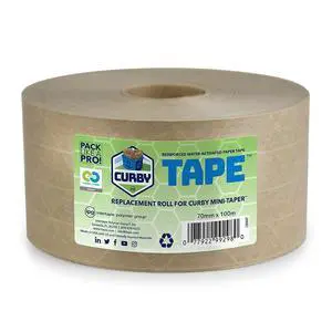 IPG Curby Water Activated Tape, 2.83" x 100M Refill Roll IPG Curby Water Activated Tape, 2.83" x 100M Refill Roll