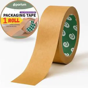 EPORIUM Premium Paper Packing Tape, Self Adhesive Recyclabe, 2 in. x 55 Yd, Eco Friendly Heavy Duty Writable & Uncoated Packaging Tape for Box Sealing, Masking, Moving Supplies, 1 Roll EPORIUM Premium Paper Packing Tape, Self Adhesive Recyclabe, 2 in. x 55 Yd, Eco Friendly Heavy Duty Writable & Uncoated Packaging Tape for Box Sealing, Masking, Moving Supplies, 1 Roll