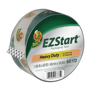 Duck EZ Start Clear Packing Tape Refill - Quiet Easy Start Packaging Tape for Boxes, Shipping, Moving & Storage - 1.88 Inch x 60 Yards - 3" Core - Clear (299002) Duck EZ Start Clear Packing Tape Refill - Quiet Easy Start Packaging Tape for Boxes, Shipping, Moving & Storage - 1.88 Inch x 60 Yards - 3" Core - Clear (299002)