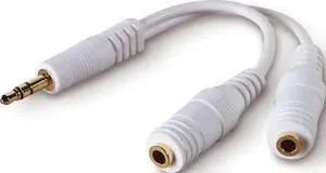 Belkin AUX Audio Cable Splitter, 3.5mm, White | Splits one audio source to two headphones, compatible with phones, tablets, laptops, and MP3 players Belkin AUX Audio Cable Splitter, 3.5mm, White | Splits one audio source to two headphones, compatible with phones, tablets, laptops, and MP3 players