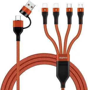 6 in 1 Multi Charging Cable, 4FT/1 Pack/3A Braided Fast Charger Cord | USBA/C Charging Cord for Multiple Devices with Dual IP/Micro USB/Type C for Cell Phone/Samsung/ Android/Power Bank/Pixel/Sony 6 in 1 Multi Charging Cable, 4FT/1 Pack/3A Braided Fast Charger Cord | USBA/C Charging Cord for Multiple Devices with Dual IP/Micro USB/Type C for Cell Phone/Samsung/ Android/Power Bank/Pixel/Sony