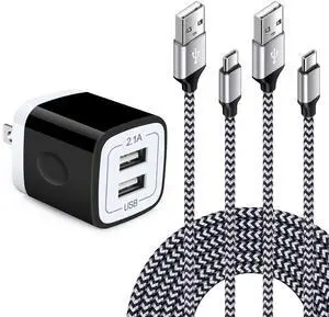 USB Wall Charger Block 2.1A Dual Port Samsung Charger Plug with 2Pack 6ft | Nylon Braided Type C Cable for Samsung Galaxy S26 S25 S24 S23 S22 S21 S20 A17 Z Flip/Fold 8 7 6,Pixel 11 10 9 Pro 8 7,Moto USB Wall Charger Block 2.1A Dual Port Samsung Charger Plug with 2Pack 6ft | Nylon Braided Type C Cable for Samsung Galaxy S26 S25 S24 S23 S22 S21 S20 A17 Z Flip/Fold 8 7 6,Pixel 11 10 9 Pro 8 7,Moto