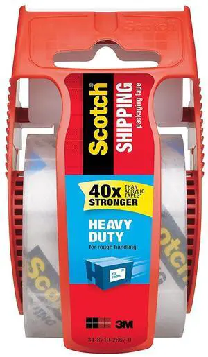 Scotch Heavy Duty Shipping Packaging Clear Tape, Red Dispenser TM4DK, 1.88 in x 22.2 yd, 2-PACK Scotch Heavy Duty Shipping Packaging Clear Tape, Red Dispenser TM4DK, 1.88 in x 22.2 yd, 2-PACK