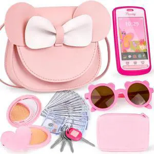 Play Purse with 23PCS Pretend Makeup, Princess Toys for Girls 3-12 | Crossbody Bag, Phone, Wallet, Sunglasses, Makeup for Princess Role Play, Birthday, Mom-Daughter Fun, Multi-Scene Pretend Play Play Purse with 23PCS Pretend Makeup, Princess Toys for Girls 3-12 | Crossbody Bag, Phone, Wallet, Sunglasses, Makeup for Princess Role Play, Birthday, Mom-Daughter Fun, Multi-Scene Pretend Play