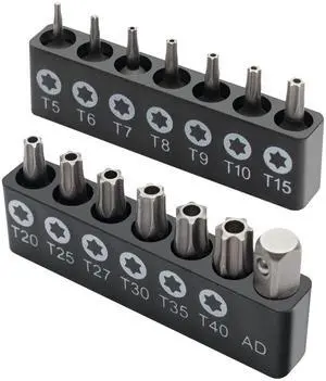 ROTATION 14-Piece Tamper Resistant Star Bits, Chrome Vanadium Steel, T5 - T40 Impact Grade Security Torx Bit Set, 1/4-inch Hex Shank | Chrome Vanadium Steel, Impact Grade Security Torx Bit Set ROTATION 14-Piece Tamper Resistant Star Bits, Chrome Vanadium Steel, T5 - T40 Impact Grade Security Torx Bit Set, 1/4-inch Hex Shank | Chrome Vanadium Steel, Impact Grade Security Torx Bit Set