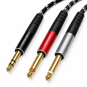 TONTONE 1/4 Inch TRS to Dual 1/4 Inch TS Stereo Breakout Cable, 6.6FT | Stereo Breakout Routing, Gold-Plated OFC Shielded Cable, Aluminum Shell, For Studio Audio Gear TONTONE 1/4 Inch TRS to Dual 1/4 Inch TS Stereo Breakout Cable, 6.6FT | Stereo Breakout Routing, Gold-Plated OFC Shielded Cable, Aluminum Shell, For Studio Audio Gear