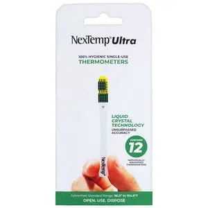 NexTemp Ultra Disposable Thermometer (12-Pack, Fahrenheit) Oral Thermometer for Adults, Single Use, Battery Free, Hygienic, High Accuracy Readings in 1 Minute, for Home, Clinic & Travel NexTemp Ultra Disposable Thermometer (12-Pack, Fahrenheit) Oral Thermometer for Adults, Single Use, Battery Free, Hygienic, High Accuracy Readings in 1 Minute, for Home, Clinic & Travel