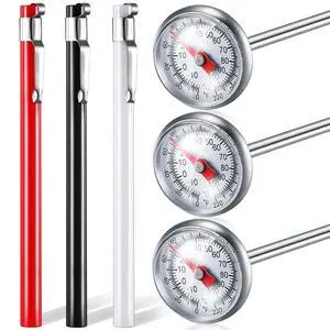 Xuhal 6 Pcs Stainless Steel Kitchen Dial Thermometer 5",Red,Black,White | Long Probe Instant Read, 1 Inch Dial Fahrenheit Celsius Scale, Pocket Clip Design, For Chefs Meat BBQ Grill Oven Cooking Xuhal 6 Pcs Stainless Steel Kitchen Dial Thermometer 5",Red,Black,White | Long Probe Instant Read, 1 Inch Dial Fahrenheit Celsius Scale, Pocket Clip Design, For Chefs Meat BBQ Grill Oven Cooking