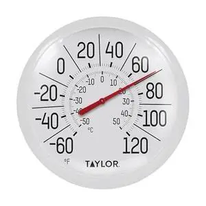 Taylor Big & Bold Indoor Outdoor Dial Thermometer, Decor for Patio, Pool, or Garage, 8.5 Inch, White Bezel Taylor Big & Bold Indoor Outdoor Dial Thermometer, Decor for Patio, Pool, or Garage, 8.5 Inch, White Bezel