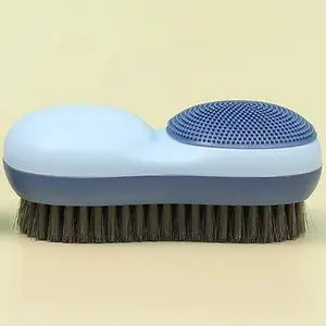 Two-Sided Laundry Stain Remover Brush, Blue | Soft Silicone Bristle Side for Delicate Fabrics Knits, Hard Bristle Side for Tough Stain, Easy to Grip, Hand Washing Clothes Two-Sided Laundry Stain Remover Brush, Blue | Soft Silicone Bristle Side for Delicate Fabrics Knits, Hard Bristle Side for Tough Stain, Easy to Grip, Hand Washing Clothes