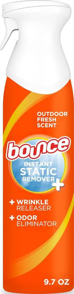 Bounce Anti Static Spray, 3 in 1 Instant Anti Static Spray & Instant Wrinkle Release, Odor Eliminator and Fabric Refresher Spray (9.7 Fl Oz, Pack of 1) Bounce Anti Static Spray, 3 in 1 Instant Anti Static Spray & Instant Wrinkle Release, Odor Eliminator and Fabric Refresher Spray (9.7 Fl Oz, Pack of 1)
