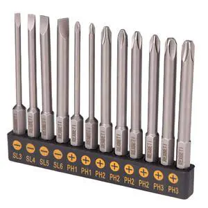 Bates- Slotted Phillips Screwdriver Bit Set with Holder, 3 Inch, 12 pcs, 1/4 Hex, Magnetic Drill Bit Set Bates- Slotted Phillips Screwdriver Bit Set with Holder, 3 Inch, 12 pcs, 1/4 Hex, Magnetic Drill Bit Set