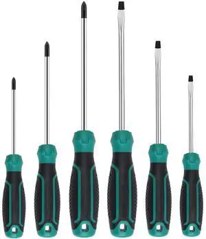 Zohino 6 Pcs Magnetic Flat Slotted Phillips Screwdriver With Ergonomic Soft Comfortable Non-Slip Handle Screwdrivers Set Cushion Grip Screwdriver Repair Tool Set Black Green Handle Zohino 6 Pcs Magnetic Flat Slotted Phillips Screwdriver With Ergonomic Soft Comfortable Non-Slip Handle Screwdrivers Set Cushion Grip Screwdriver Repair Tool Set Black Green Handle