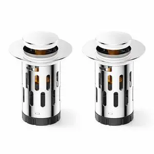 Pop-Up Bathroom Sink Drain Stopper with Strainer Basket, Stainless Steel, Anti-Clog Hair Catcher, Fast Drainage, Fits Diameter1.1-2 Inch Pipes, 2-Pack Pop-Up Bathroom Sink Drain Stopper with Strainer Basket, Stainless Steel, Anti-Clog Hair Catcher, Fast Drainage, Fits Diameter1.1-2 Inch Pipes, 2-Pack