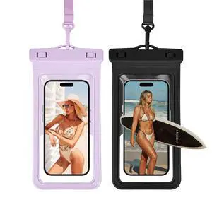 Trazzic Waterproof Phone Pouch, with Card Holder Inside, Large Waterproof Case Compatible with iPhone 17 16 15 14 13 Pro Max, Beach Cruise Essentials, 2 Pack, Purple and Black Trazzic Waterproof Phone Pouch, with Card Holder Inside, Large Waterproof Case Compatible with iPhone 17 16 15 14 13 Pro Max, Beach Cruise Essentials, 2 Pack, Purple and Black