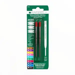 Monteverde Parker Style Ballpoint Refill, Medium, Red, 2 Pack | Smooth, reliable ballpoint refill made for everyday writing, forms, notes, signatures, and work use. Monteverde Parker Style Ballpoint Refill, Medium, Red, 2 Pack | Smooth, reliable ballpoint refill made for everyday writing, forms, notes, signatures, and work use.