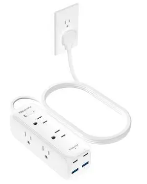 Olcorife Flat Plug Power Strip with 3 FT Extension Cord, 6 Outlets 4 USB Ports(2 USB C), 3 Sided Outlet Extender for Home Office Travel Dorm Room Essentials, White Olcorife Flat Plug Power Strip with 3 FT Extension Cord, 6 Outlets 4 USB Ports(2 USB C), 3 Sided Outlet Extender for Home Office Travel Dorm Room Essentials, White