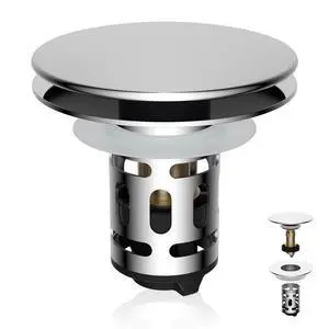 Metal Bathroom Sink Stopper Hair Catcher, Pop-Up Strainer, Chrome | Drainage Adjusted Sink Drain Strainer with Removable Basket, Drain Plug Fit 1.1"-2.36" Basin, Big Cover Cap/Brass Bounce Core Metal Bathroom Sink Stopper Hair Catcher, Pop-Up Strainer, Chrome | Drainage Adjusted Sink Drain Strainer with Removable Basket, Drain Plug Fit 1.1"-2.36" Basin, Big Cover Cap/Brass Bounce Core