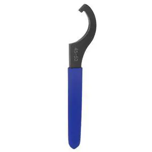 HARFINGTON C Hook Spanner Wrench 45-52 Nut Shock Wrench Steel Chuck Nut with Blue Non-slip Handle for Lathe Clamping HARFINGTON C Hook Spanner Wrench 45-52 Nut Shock Wrench Steel Chuck Nut with Blue Non-slip Handle for Lathe Clamping