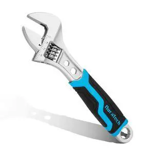DURATECH 6 Inch Adjustable Wrench, 3-in-1 Spanner | Box End, Hex Function, CR-V Steel, Metric & SAE Scales, Chrome-plated, Bi-material Soft Grip DURATECH 6 Inch Adjustable Wrench, 3-in-1 Spanner | Box End, Hex Function, CR-V Steel, Metric & SAE Scales, Chrome-plated, Bi-material Soft Grip
