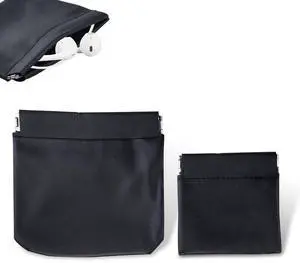 Flylin 2Pcs Earphone Pouch PU Leather Headphone Storage Bag(Black) | Spring closure squeeze coin bag, Large rounded case, Small right angle case, Storage for small items and accessories Flylin 2Pcs Earphone Pouch PU Leather Headphone Storage Bag(Black) | Spring closure squeeze coin bag, Large rounded case, Small right angle case, Storage for small items and accessories