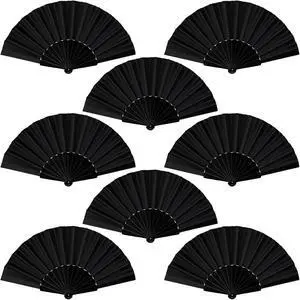 durony 8 Pieces Handheld Folding Fan Nylon Cloth Chinese Fans with Plastic Handle Decorative Folding Fans for Party, Wedding Gifts, Home Decoration, Black durony 8 Pieces Handheld Folding Fan Nylon Cloth Chinese Fans with Plastic Handle Decorative Folding Fans for Party, Wedding Gifts, Home Decoration, Black