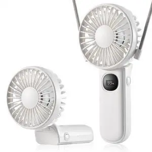 Leimaq Mini Fan Handheld, Handheld/Neck/Desk 3 in 1 Rechargeable Small Portable for Travel, 2400mAh Battery Operated with LED Display, 180° Foldable with 5 Speed Wind (White) Leimaq Mini Fan Handheld, Handheld/Neck/Desk 3 in 1 Rechargeable Small Portable for Travel, 2400mAh Battery Operated with LED Display, 180° Foldable with 5 Speed Wind (White)