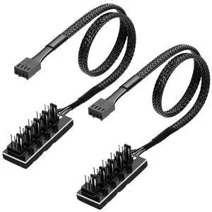 2 Pack PWM Fan Hub, PC Fan Hhub 4 Pin 1 to 5 Way Cooling Fans Power Extension Cable Adapter Fans Splitter for PC Motherboard Case 4 Pin/3Pin 2 Pack PWM Fan Hub, PC Fan Hhub 4 Pin 1 to 5 Way Cooling Fans Power Extension Cable Adapter Fans Splitter for PC Motherboard Case 4 Pin/3Pin