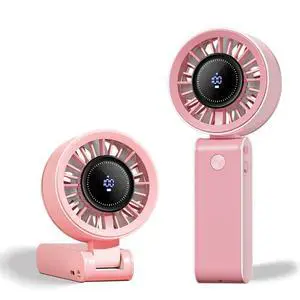 Betherioa 2025 Handheld Fan High-Power Motor, LED Display, 10 Hrs Cooling, 3600mAh Rechargeable, 5-Speed, Foldable Design, Portable Fan for Travel Cruise Beach (Pink) Betherioa 2025 Handheld Fan High-Power Motor, LED Display, 10 Hrs Cooling, 3600mAh Rechargeable, 5-Speed, Foldable Design, Portable Fan for Travel Cruise Beach (Pink)