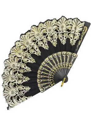 EOSAU Hand Fan Foldable, Decorative Folding Fans for Women, Black | Lightweight & Portable, Handheld Chinese Fan, Cooling Tool for Hot Flash, Church, Party, Wedding, Dancing, Indoor and Outdoor EOSAU Hand Fan Foldable, Decorative Folding Fans for Women, Black | Lightweight & Portable, Handheld Chinese Fan, Cooling Tool for Hot Flash, Church, Party, Wedding, Dancing, Indoor and Outdoor