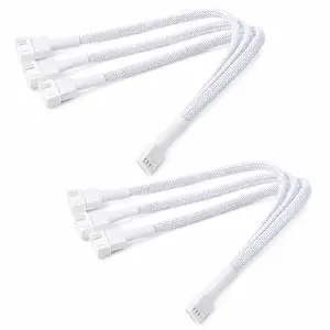 2 Pack 4 Pin PWM Fan Splitter Cable, White | 4 Pin PWM, 1 to 3 Ways, 10.6 Inch Length, Compatible with 3Pin and 4Pin Fans, for CPU Cooling, PC Case, and Chassis Fans 2 Pack 4 Pin PWM Fan Splitter Cable, White | 4 Pin PWM, 1 to 3 Ways, 10.6 Inch Length, Compatible with 3Pin and 4Pin Fans, for CPU Cooling, PC Case, and Chassis Fans