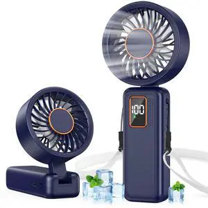Handheld Fan, 5 Speed & 14H Cooling Time Portable Fan, 6000mAh USB Rechargeable Mini Fan with LED Display, Powerful but Quiet, Foldable Desk Fan, Lanyard for Neck Fan, Personal Fan for Travel/Office Handheld Fan, 5 Speed & 14H Cooling Time Portable Fan, 6000mAh USB Rechargeable Mini Fan with LED Display, Powerful but Quiet, Foldable Desk Fan, Lanyard for Neck Fan, Personal Fan for Travel/Office