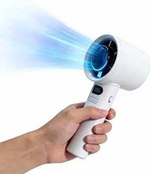 Berrtinfn portable handheld fan, wind adjustable handheld fan with digital display screen, travel gift for indoor and outdoor travel/camping/men and women. (White) Berrtinfn portable handheld fan, wind adjustable handheld fan with digital display screen, travel gift for indoor and outdoor travel/camping/men and women. (White)
