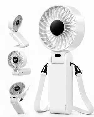 zyuqnek Portable Handheld Fan, USB Rechargeable Foldable Mini Personal Fan, 180 Adjustable, 5 Speed Wind, 3 IN 1 Hand Cooling Desk Fan with LED Display for Home Office School Outdoor Travel, White zyuqnek Portable Handheld Fan, USB Rechargeable Foldable Mini Personal Fan, 180 Adjustable, 5 Speed Wind, 3 IN 1 Hand Cooling Desk Fan with LED Display for Home Office School Outdoor Travel, White
