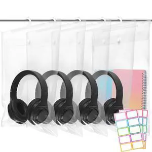 Gersoniel 24 Pack Classroom Headphone Storage Organizer with Name Sticker | Large Headphone Storage Bags with Hook 11.8" x 15" PVC Clear Plastic Bags Reusable Waterproof Dustproof Ideal for Classroom Gersoniel 24 Pack Classroom Headphone Storage Organizer with Name Sticker | Large Headphone Storage Bags with Hook 11.8" x 15" PVC Clear Plastic Bags Reusable Waterproof Dustproof Ideal for Classroom