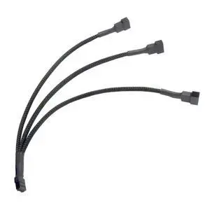 FITE ON 4Pin 1 to 3 Ways PWM Fan Splitter Cable Black Sleeved Fan Power Extension Cable 4Pin Female to 3X 4Pin Male 27cm/10.5 inches FITE ON 4Pin 1 to 3 Ways PWM Fan Splitter Cable Black Sleeved Fan Power Extension Cable 4Pin Female to 3X 4Pin Male 27cm/10.5 inches