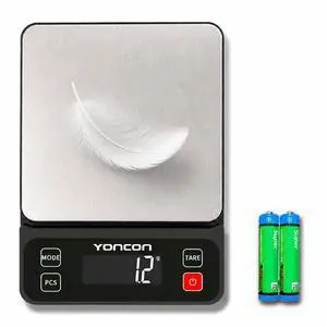Yoncon Digital Food Scale for Kitchen & Baking, 11lb/0.1g High Precision | Digital kitchen scale weighs in grams and ounces, Tare function, Compact & easy-to-clean ideal for cooking, weight loss Yoncon Digital Food Scale for Kitchen & Baking, 11lb/0.1g High Precision | Digital kitchen scale weighs in grams and ounces, Tare function, Compact & easy-to-clean ideal for cooking, weight loss