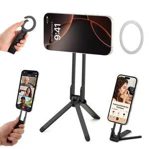 Foldable Magnetic Phone Tripod for Smartphone, Aluminum Alloy | 360° Adjustable, Travel Essential Adjustable Smartphone Stand for Desk/Handheld Compatible with iPhone 17/16/15/14/13/12 Foldable Magnetic Phone Tripod for Smartphone, Aluminum Alloy | 360° Adjustable, Travel Essential Adjustable Smartphone Stand for Desk/Handheld Compatible with iPhone 17/16/15/14/13/12