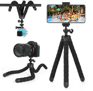 UTEBIT Flexible Phone Tripod Premium Portable Phone Mini Tripod Desk Stand | Compatible with iPhone Samsung Go Pro, Small Digital Camera, for Video Recording, Vlogging, Travel Photography, Black UTEBIT Flexible Phone Tripod Premium Portable Phone Mini Tripod Desk Stand | Compatible with iPhone Samsung Go Pro, Small Digital Camera, for Video Recording, Vlogging, Travel Photography, Black