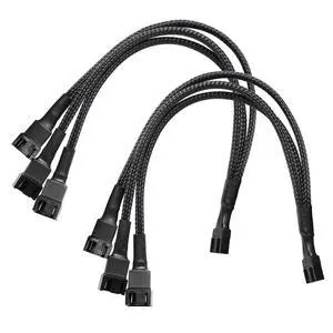 DARKROCK 2-Pack 12V 4-Pin Fan Splitters | PC Fan Extension 1 to 3 Converter Cable for PWM Smart Control, Supports up to 3 Fans Each Splitter DARKROCK 2-Pack 12V 4-Pin Fan Splitters | PC Fan Extension 1 to 3 Converter Cable for PWM Smart Control, Supports up to 3 Fans Each Splitter