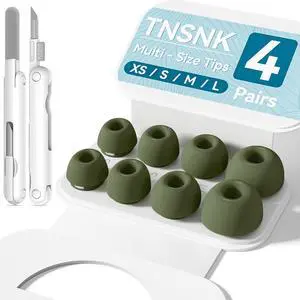 TNSNK 4 Pairs Replacement Ear Tips for AirPods Pro 1st /2nd(G-Green) | with Noise Reduction Hole,Built-in dust Guard Screen Silicone Ear Tips with Cleaning Pen TNSNK 4 Pairs Replacement Ear Tips for AirPods Pro 1st /2nd(G-Green) | with Noise Reduction Hole,Built-in dust Guard Screen Silicone Ear Tips with Cleaning Pen
