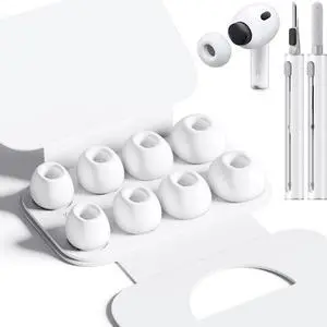 Replacement Ear Tips Compatible with AirPods Pro 3rd Generation Silicone Earbud Tips with Cleaning Pen, Secure Fit, Noise Isolation, Soft Comfort Ear Tips Kit (4 Pairs, XXS/XS/S/L) Replacement Ear Tips Compatible with AirPods Pro 3rd Generation Silicone Earbud Tips with Cleaning Pen, Secure Fit, Noise Isolation, Soft Comfort Ear Tips Kit (4 Pairs, XXS/XS/S/L)
